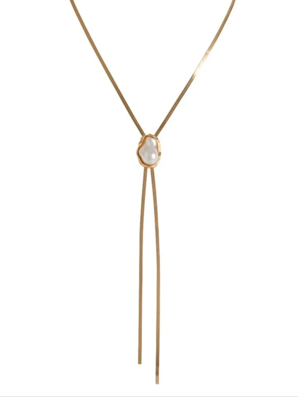 MAYAMAR Gold-Tone Baroque Pearl Tassel Necklace